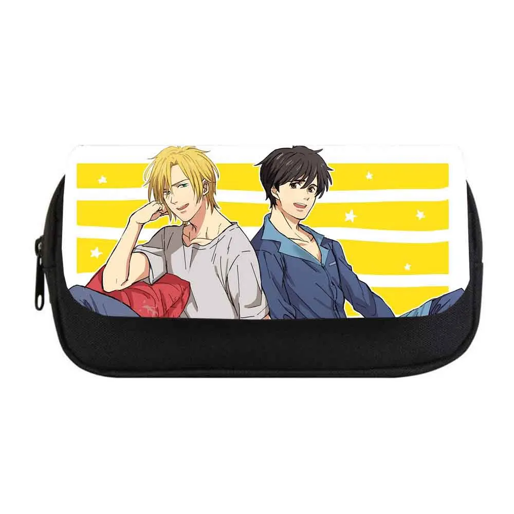 

anime Banana Fish Pencil bag Women Makeup Bag Child boys girls Pencil Case Student Double Zipper pencil Bag Teens Handbag Purse