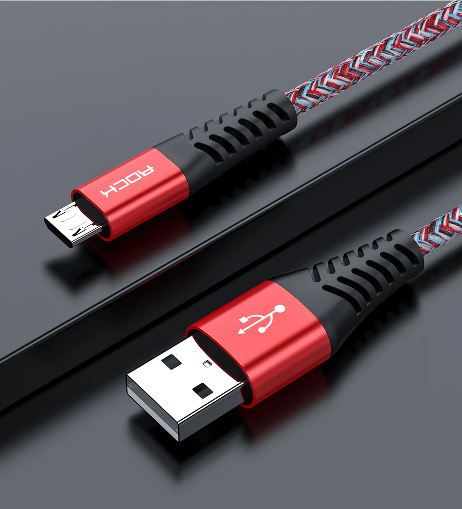 ROCK 3A Быстрая зарядка Micro USB кабель для huawei Xiaomi Redmi LG Android мобильный телефон провод для быстрой зарядки