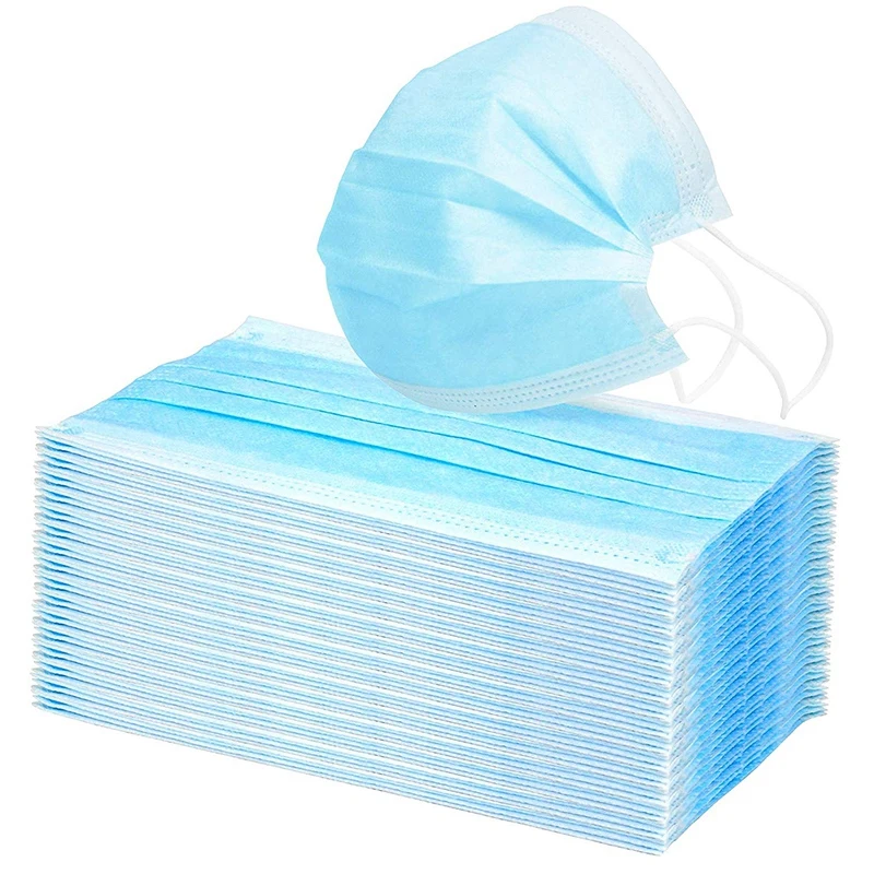 

Disposable Face Masks with Elastic Ear Loop 3 Ply Breathable And Comfortable for Blocking Dust Air Pollution Protection Pack Of
