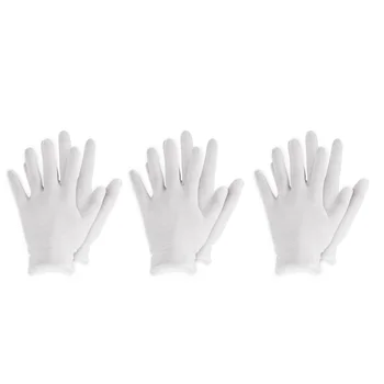 

3 pairs Gloves White Reusable Elastic Cotton Work Gloves For Dry Hand Moisturizing Cosmetic Eczema Hand Coin Jewelry Inspection