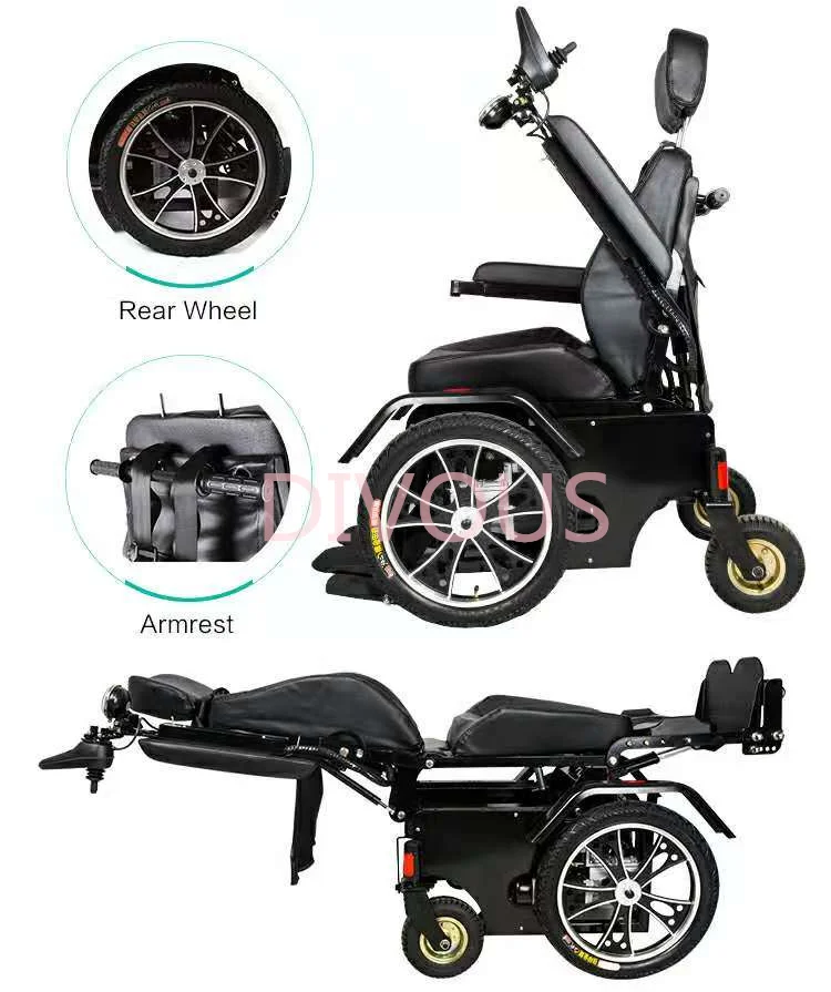 Fashion luxury can stand up and down, recline, leg lift disabled electric power standing wheelchair