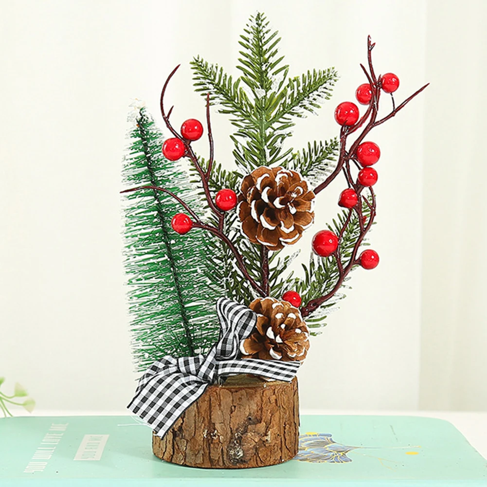2 Pine cone Рождественские Мини-елки, настольные украшения, искусственная сосновая елка, Рождественский олень, украшение для дома, фестиваль, Рождественское украшение - Цвет: 2 Pine cone