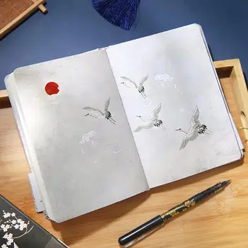 

Chinese Style Cranes Birds Hardback Color Pages Notebook Notepad Diary Planner Lightweight Practical Chinese Style notebook