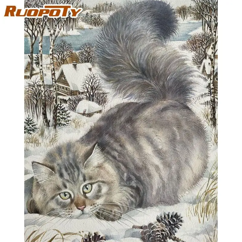 RUOPOTY Diy Paint By Number For Adults Canvas Cat Animals Kits Acrylic Easy  Painting By Numbers For Wall Home Decor With Frame - AliExpress