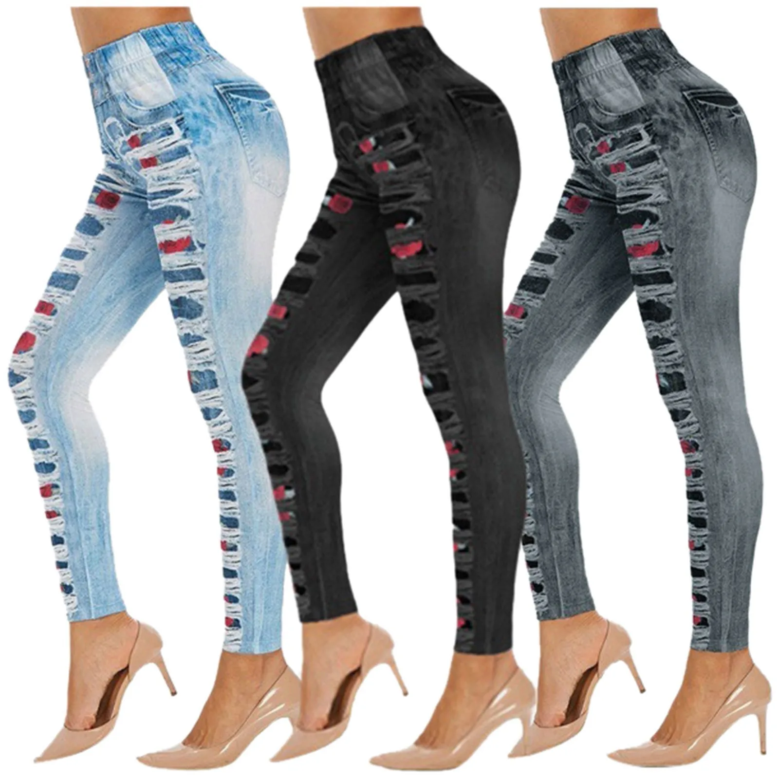 Leggings Fashoin Plaid Patchwork Leggins For Women Elastic Design