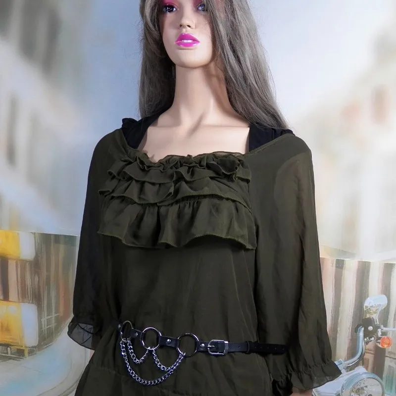 TOYOOSKY,, крутой тренд, женская мода, готический, кожа, панк, рок, хип-хоп, кольцо, цепь, дизайнерский пояс, черный, женский