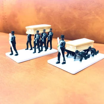 

1:64 Scale Funny Funeral Man Lift The Coffins Car Decoration PVC Ornament Simulation Toys Collection Figures Gifts