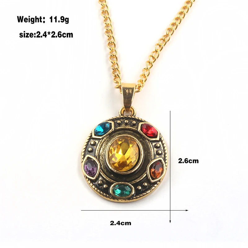 Модный винтажный Шарм Мстители эндигра танос Бесконечность камни ожерелье металлическая подвеска цепь косплей ювелирные изделия для мужчин и женщин Подарки