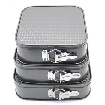 

3PCS Cake Mold Square Live Bottom with Buckle High Temperature Resistant Carbon Steel Non-Stick DIY Baking Mold