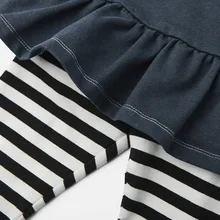 Осень стиль Брендовая детская одежда эластичность якобы из двух частей базовые длинные штаны клубника в полоску на весну-осень для девочек