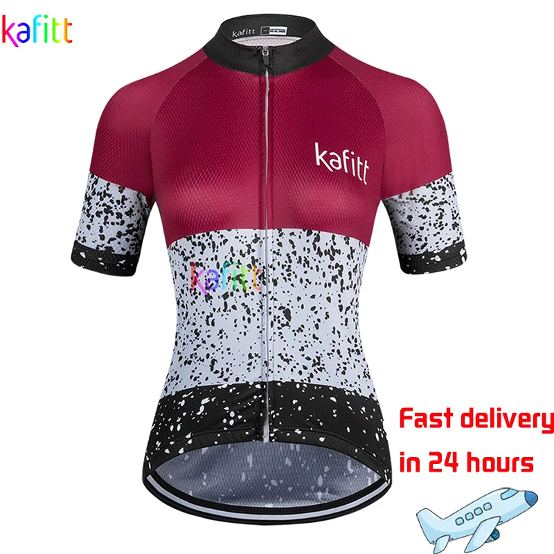Kafitt Women's Short Sleeve Jersey Bike Clothing Ropa Ciclismo Road Bicycling Shirt Quick-Drying Uniform Breathable Summer