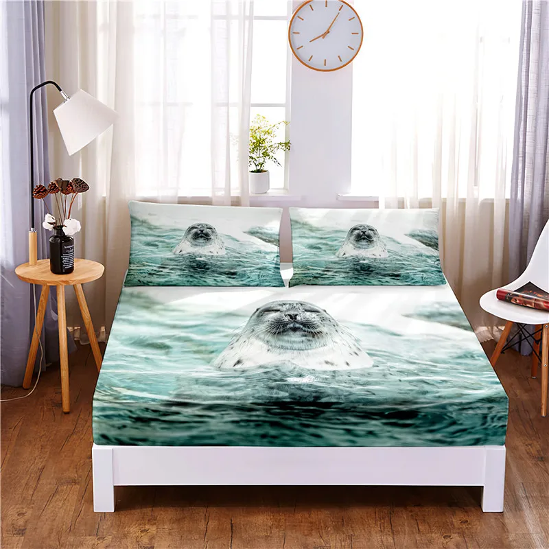 

Морское дно Животные 3 шт. полиэстер однотонная Простыня из матраса четырех углах с Эластичная лента Простыня (2 наволочки для подушек)