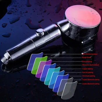 

3 Modes PP Cotton Filter Shower Water Saving Tourmaline SPA Adjustable Shower Head Switch Button High Pressure Shower