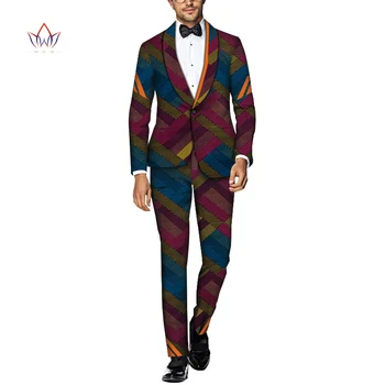 

African Clothing Bazin Riche Men 2 Pieces Pants Sets African Clothes Casual Men Jacket Coat and Pants Sets Blazer Suit WYN800