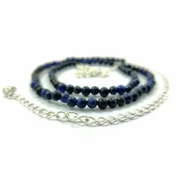 

LAPIS LAZULI GEMSTONE 4 MM ROUND BEADS HANDMADE NECKLACE JEWELRY