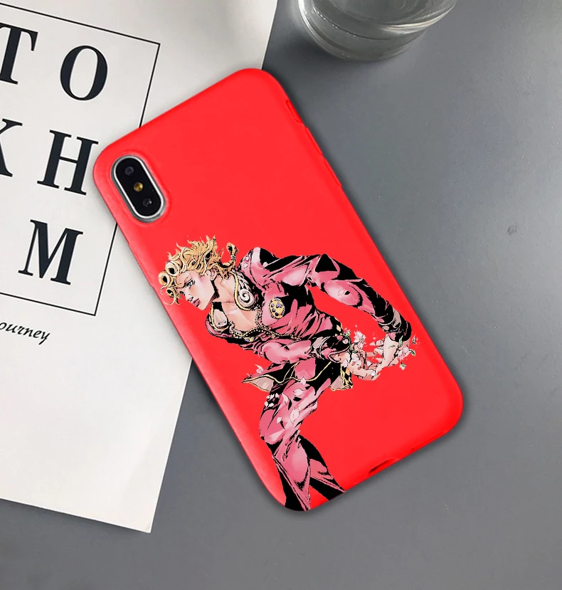 TPU-R JOJO 39 s причудливые Приключения японский чехол для телефона аниме для iPhone 11 Pro 7 8 6 plus 6s X XS max XR 5 5S SE Deep red Fundas Coque - Цвет: TPU-R