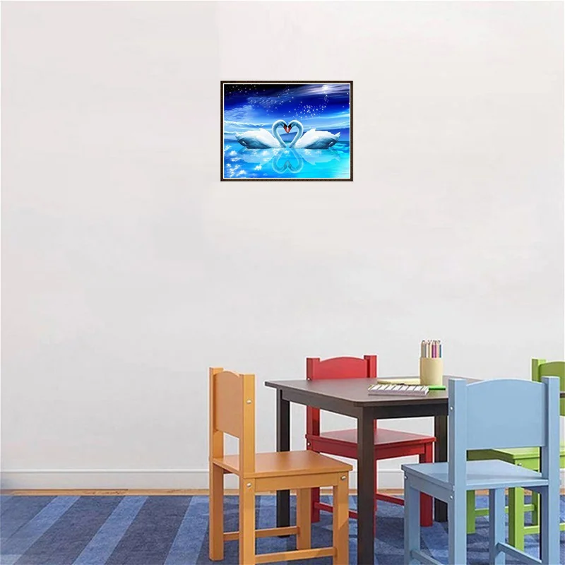 Diamond Painting DIY 5D Diamond Painting Swan Animal Full Round Mosaic Cross Stitch Kit Diamond Embroidery Picture Rhinestone Wall Home Decor