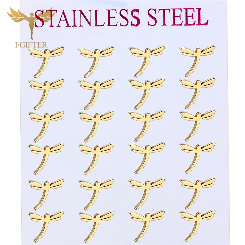 Модные ювелирные изделия серьги для девочек насекомых стрекозы серьги из нержавеющей стали золотые серьги подарок для детей