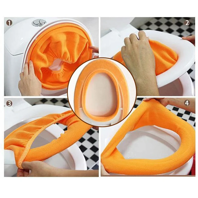 Toilet Seat Case Warmer Toilet Accessories Pedestal Pan Cushion Pads Washable Seat Covers Random Color Covers 1Pc