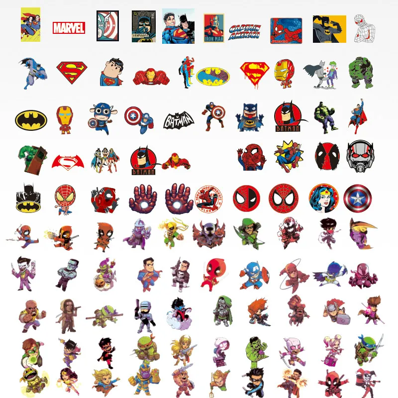 Новинка 100 шт./лот классические наклейки Marvel в стиле аниме игрушки для ноутбука