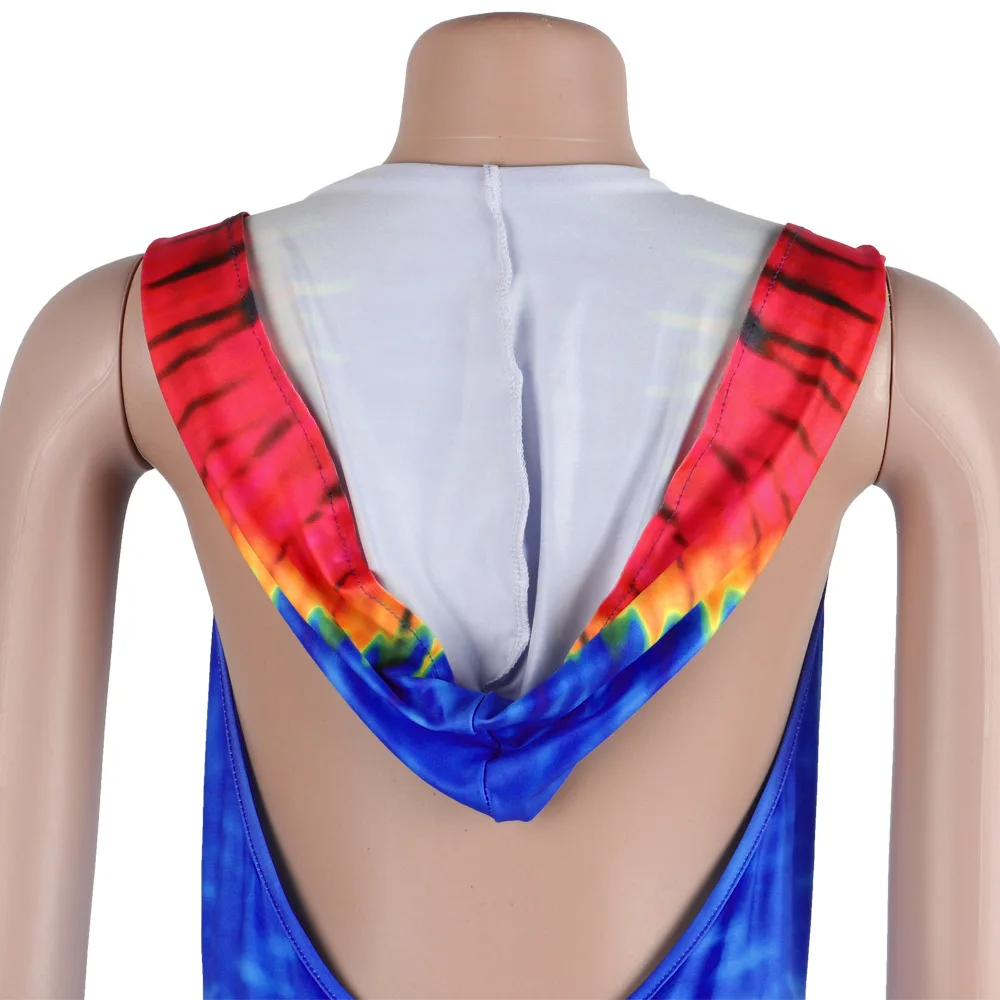 Лето размера плюс Облегающий комбинезон женский s Tie Dye комбинезон боди Женский комбинезон сексуальный K8799