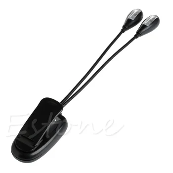 

Flexible 2Dual Arms Clip On 4LED Light for Book Reading Camping Hiking Lamp Bulb 28TC