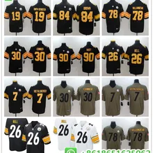 Сшитый мужской Питтсбург Антоний коричневый JuJu Smith-Schuster Ben Roethlisberger T.J. Ватт Алехандро виллануева Le'Veon Bell Джерси