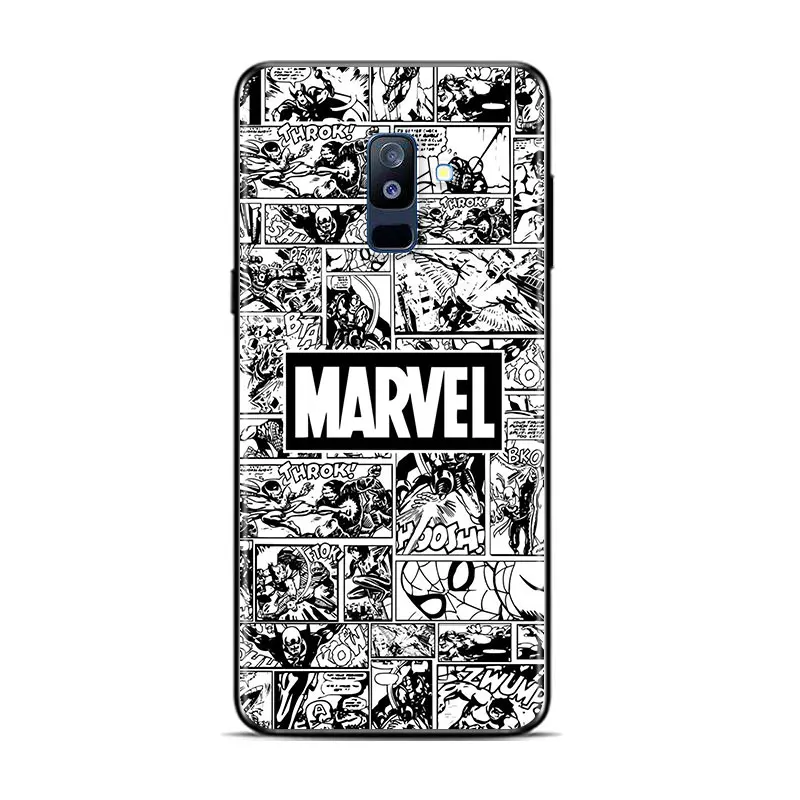 kawaii phone cases samsung Phone Case For Samsung A8 A9 Star A7 A9 A6 Plus 2018 A3 A5 2017 2016 A750 A6S A8S Marvel Logo Avengers Black Soft Cover kawaii samsung phone cases