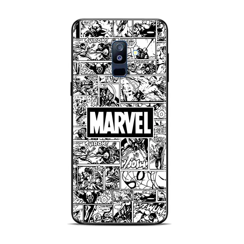 kawaii phone cases samsung Phone Case For Samsung A8 A9 Star A7 A9 A6 Plus 2018 A3 A5 2017 2016 A750 A6S A8S Marvel Logo Avengers Black Soft Cover kawaii samsung phone cases Cases For Samsung