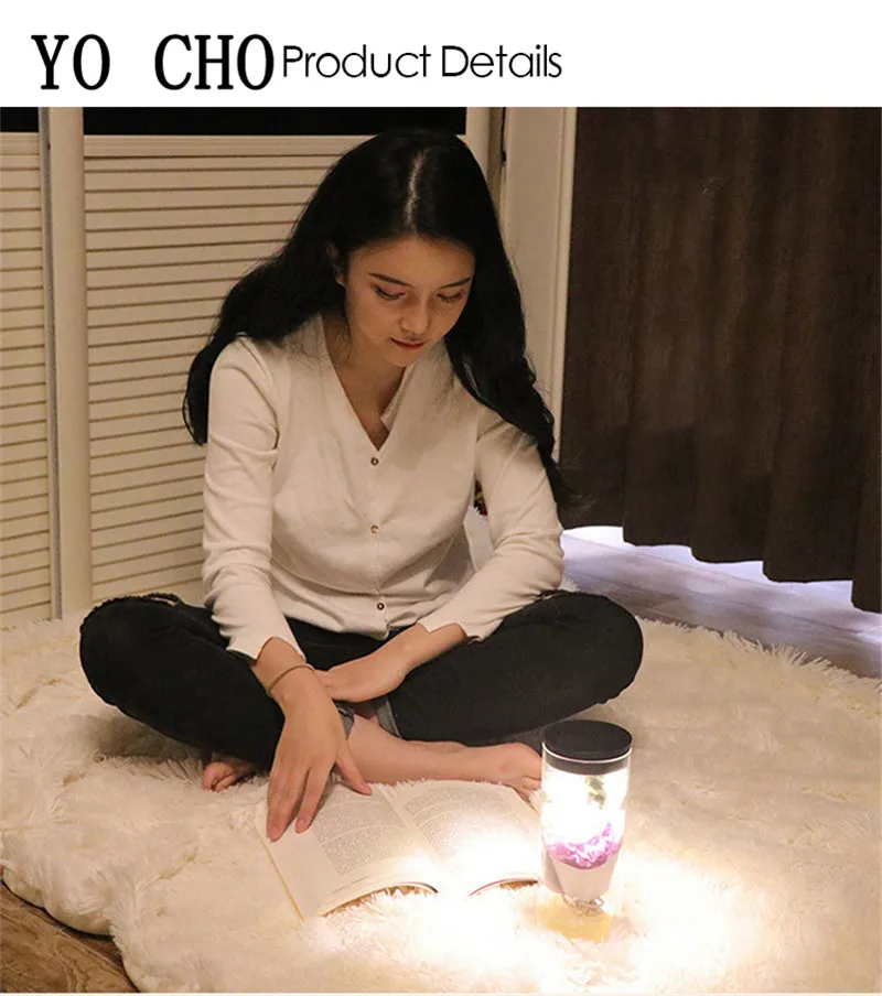 YO CHO Eternal Flower настоящая Роза в стеклянном куполе светодиодный светильник красочные рождественские украшения подарок на день Святого Валентина сенсорный переключатель
