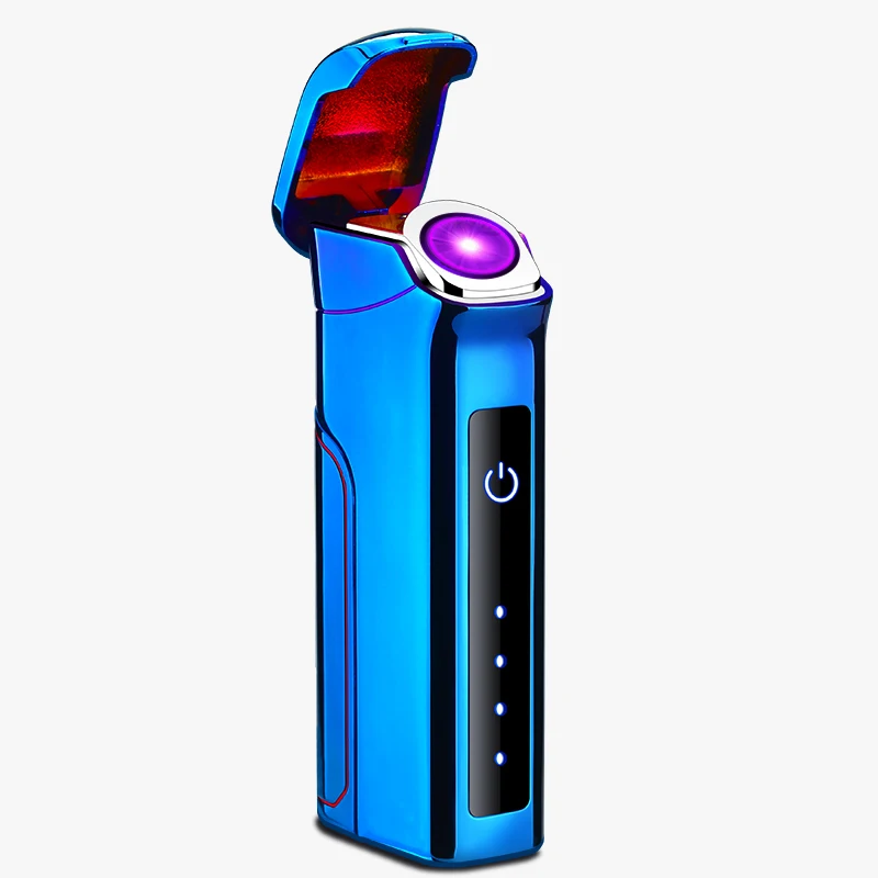 bue ice Сенсорная вращающаяся дуговая зажигалка с зарядкой от USB, светодиодный литиевый дисплей с питанием, PVD процесс, подарки для друзей - Цвет: bue ice