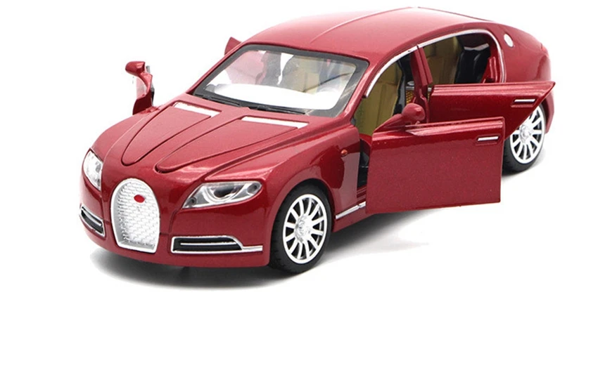 1:32 Bugatti, модель автомобиля из сплава, новинка, модель купе, светильник, музыкальная вытяжка, шестидверная детская игрушка, модный подарок на день рождения