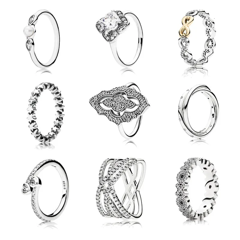 MANDY Real Silver Law 925 Cubic Zirconium Infinite Gothic Love Sartenes Original Ring Women Accessories Sobretudo Feminino