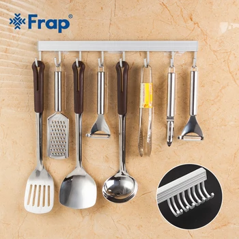 

Frap Kitchen Hook 6-10 Hooks Storage Stainless Steel for Spoon Colander Wall Hanger Organizer Kitchen Hooks for Hanging Y19007