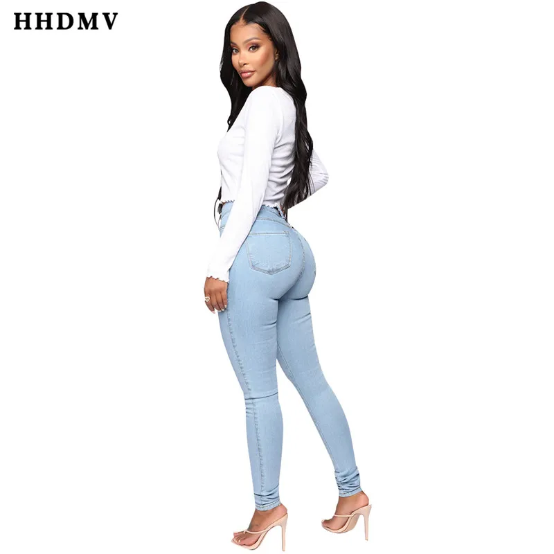 HHDMV MOF5105 однотонные джинсы, брючные пуговицы с высокой талией с карманами, простые узкие джинсы, длинные штаны, уличный стиль, штаны для маленьких ног