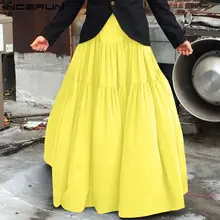 

INCERUN American Style 2022 New Men Fashion Casual Pantalons Male Solid Comfortable Trousers Pleated Large Hem Long Pants S-5XL