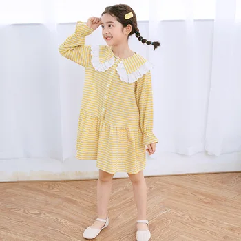 

2020 New Spring Cute Girls Dress Baby Lace Dress Children Plaid Dresses Ruffles Kids Cotton Dresses for Teen Classical, #8502