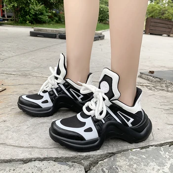 

New Women Shoes Trendy Chunky Dad Shoes Hot Sneaker Woman Lace-Up Platform Shoes Wholesale Brand Sneakers Tenis Zapatillas Mujer