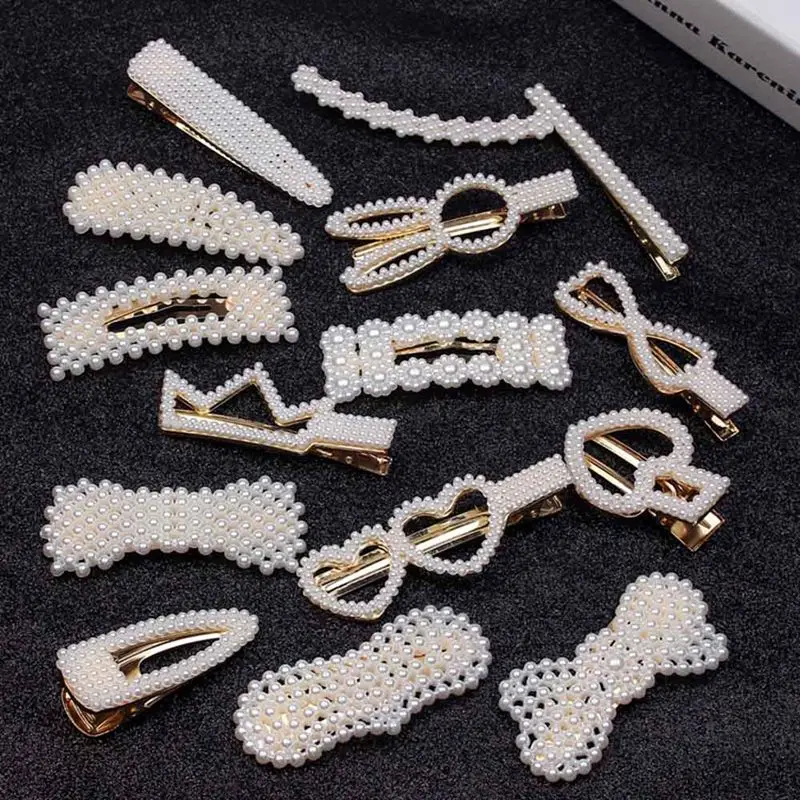 

Fashion Pearl Hair Clip For Women Elegant Korean Design Snap Barrette Stick Hairpin Hair Styling Accessories