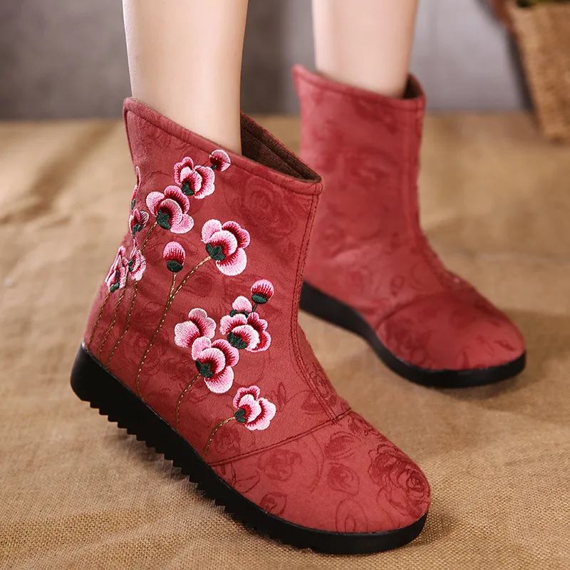 

2017 New Style Genuine Chinese-style Winter Embroidered Cloth Boots National Wind Embroidered Cotton Boots Old Beijing Cloth Sho