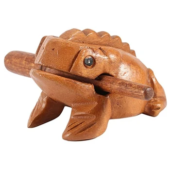 

6 Inch Large Wooden Lucky Frog Animal Money Frog Kids Musical Instrument Tone Toy Gift Home Decoration