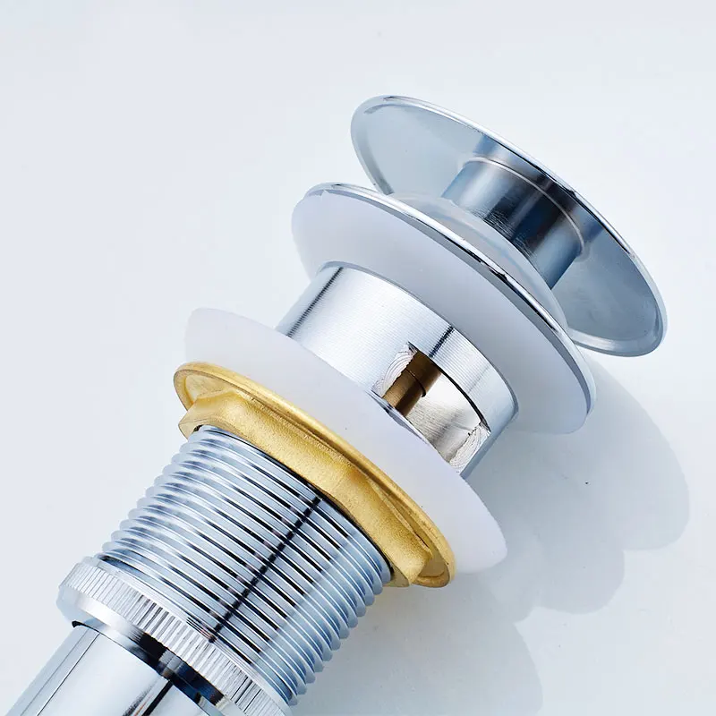ROVOGO Pop up Drain for Bathroom Basin Vessel Sink Pop Up Drain Stopper Sink Assembly With Overflow Brass Chrome drain stopper basin drain stopper bathroom sink stopper bathroom sink plug washbasin drain plug