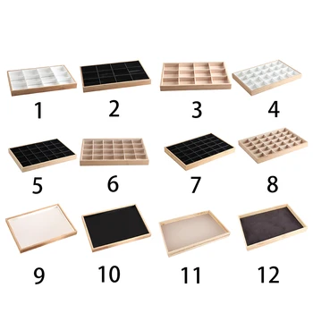 

Bamboo Jewelry Display Organizer Tray Necklace Bracelet Holder Showcase