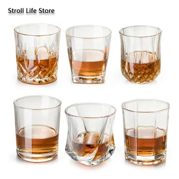 

6PCS European Whisky Glasses Diamond Wine Glass Beer Cup Drinking Glasses Transparent Kitchen Dining Bar Cups Mug Gift FJ037