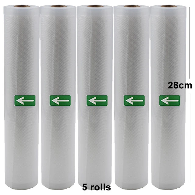 28CMx5ROLLS 5 рулонов/лот Кухня Еда Вакуумный пакет для хранения пакеты для вакуумного упаковщика сумка Еда мешки для упаковки 28/25/20/15/12 см* 500 см - Цвет: 28CMx5ROLLS
