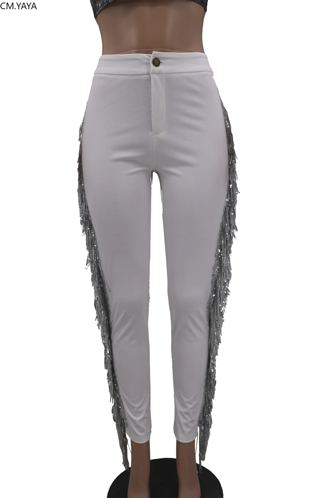 GL зимние женские узкие брюки с высокой талией винтажная бусина с блестками и кисточками вечерние Клубные классические брюки Леггинсы спортивные брюки GL8151