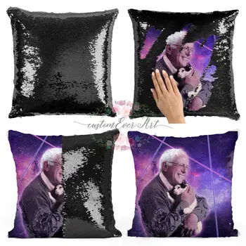 

Bernie Sanders cat sequin pillow | sequin Pillowcase | Two color pillow | gift for her | gift for him | pillow | magic pillow
