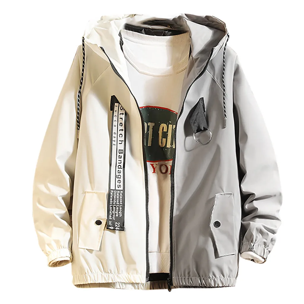 jacket men Autumn Casual Fashion Color Collision Hoodie Thin Jacket Zipper Hip Hop coach streetwear jacket jaqueta masculino