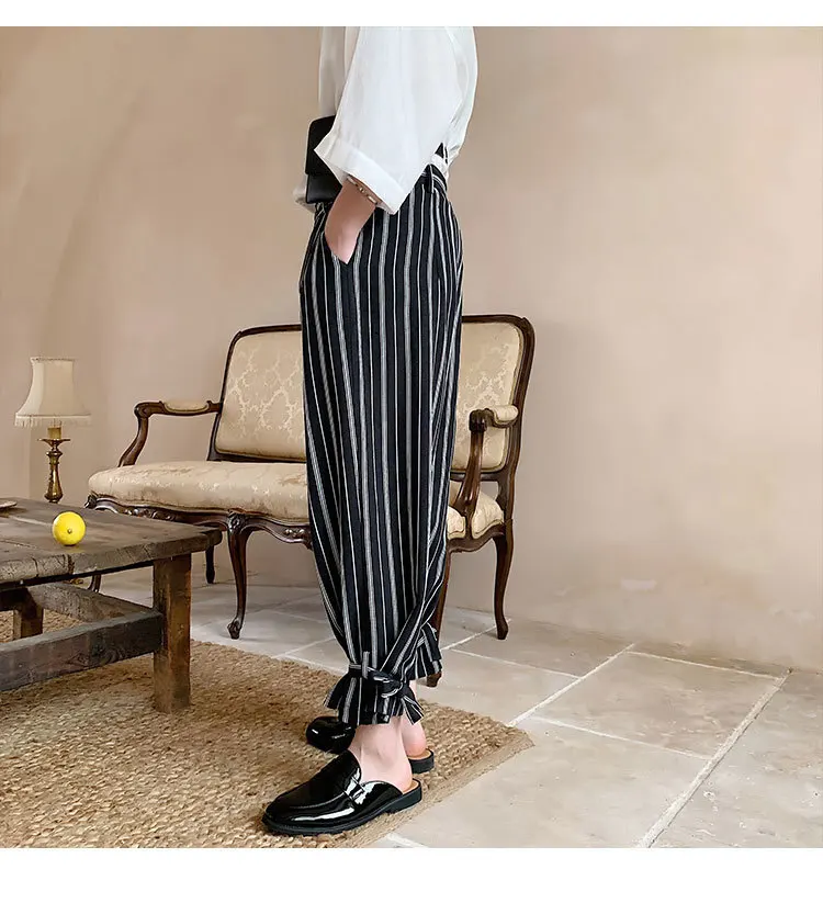 Streep Linten Rechte Broek Mannelijke Mode Japan Stijl Joggingbroek Wijde Pijpen Broek уличная хип хоп Losse Joggers Mannen