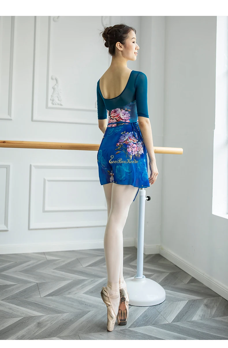 Женская балетная танцевальная юбка для взрослых, шифоновая танцевальная юбка, балерина, гимнастика, практические занятия танцами, одежда для йоги для девочек, учительница, синяя фиолетовая балетная обертка, юбки